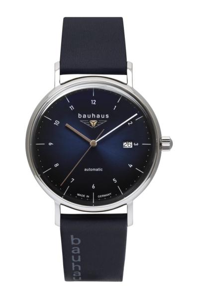 Bauhaus Herrenuhr Automatik mit Datum und Lederarmband